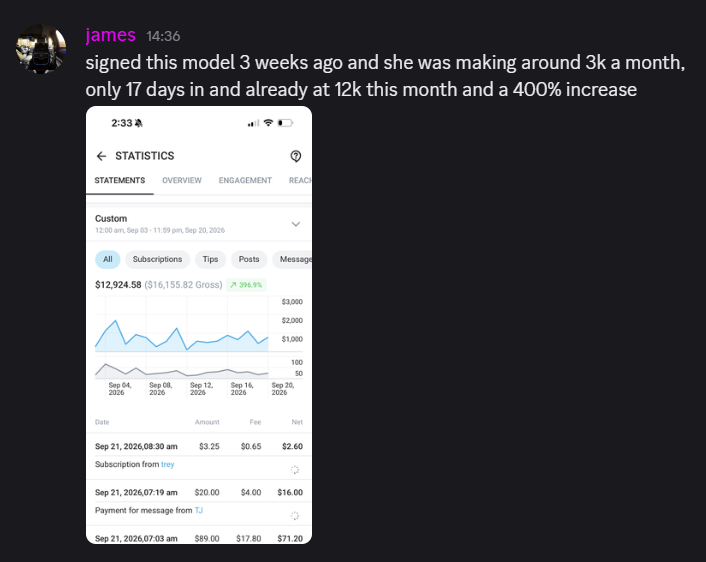 james - model from $3k a month to $12k in 17 days